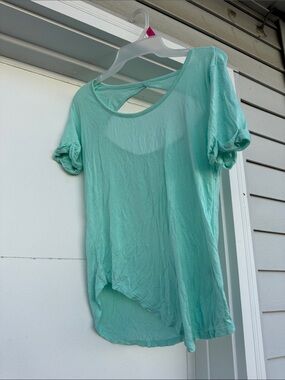 Women's Mint Green Short Sleeve Tee with Back Cutout